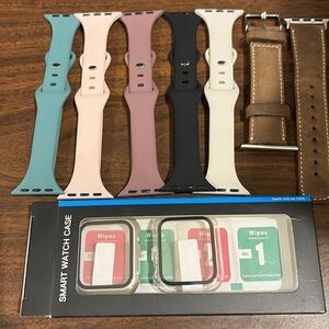 Apple Watch accessories. Face covers and wrist bands all included.